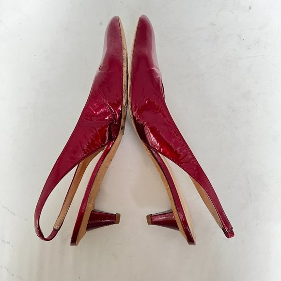 Dries Van Noten Red Patent Slingback Heels 35.5 - Picture 5 of 10